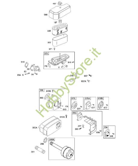 A - Depuratore aria, silenziatore, deflettori B&S - 28 €¦ 28B707-1146-E1 brand Stihl